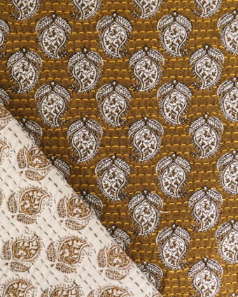 Tissu Jacquard Allover Bombay Safran - Mercerine