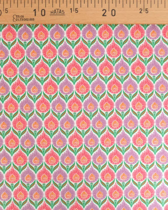 Tissu Coton Motif Floral Mauve et Rose - Mercerine