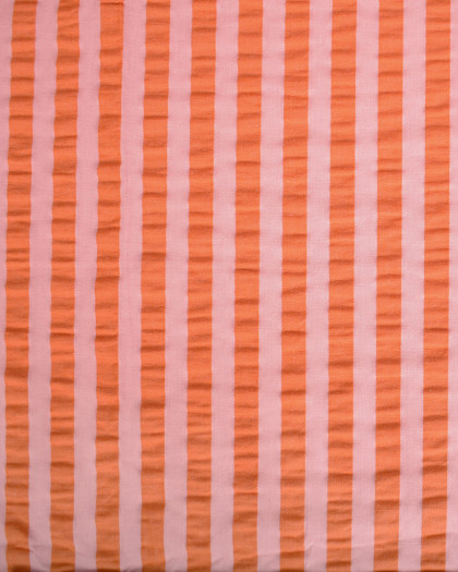 Seersucker Rayures Rose Tangerine - Mercerine