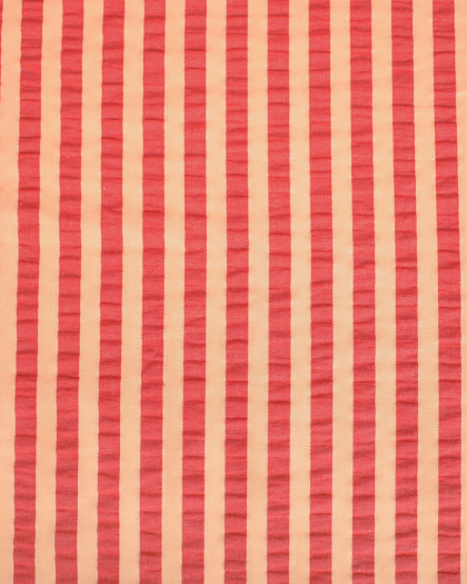 Seersucker Rayures Abricot Rose - Mercerine