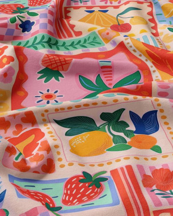 Tissu Viscose Imprimé Nice Rose Orange