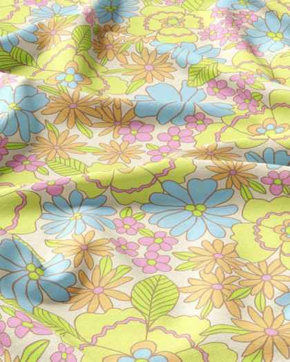 Tissu Viscose Imprimé Belonia Vert Bleu