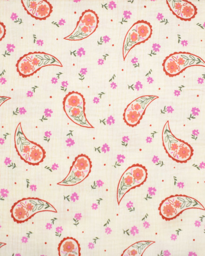 Tissu Double Gaze Imprimée Cachemire - Mercerine