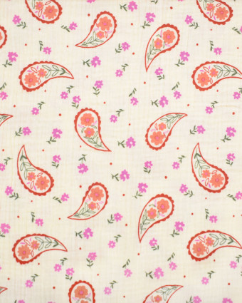 Tissu Double Gaze Imprimée Cachemire - Mercerine