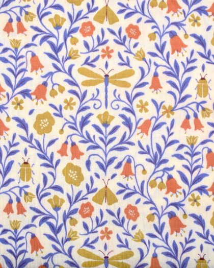Tissu Double Gaze Imprimée Scarabée - Mercerine