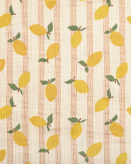 Tissu Double Gaze Imprimée Citron - Mercerine