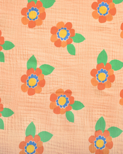 Tissu Double Gaze Imprimée Fleur Folk - Mercerine