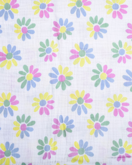 Tissu Double Gaze Imprimée Fleurs Pop - Mercerine