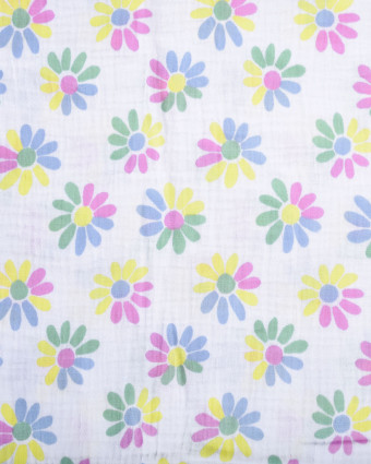 Tissu Double Gaze Imprimée Fleurs Pop - Mercerine
