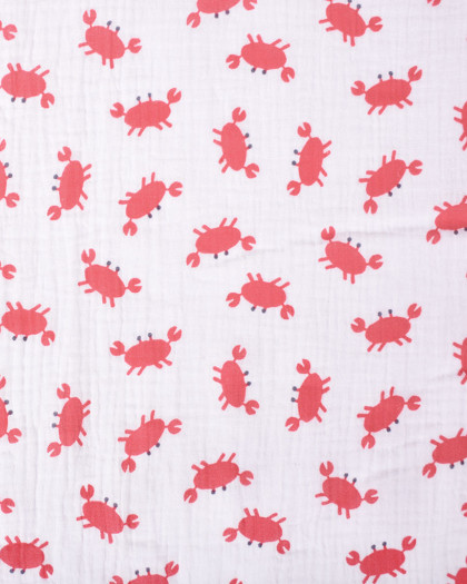 Tissu Double Gaze Imprimée Crabe - Mercerine