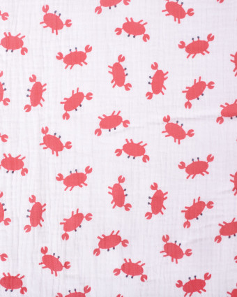 Tissu Double Gaze Imprimée Crabe - Mercerine