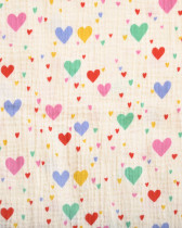 Tissu Double Gaze Imprimée Coeur