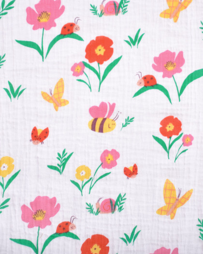 Tissu Double Gaze Imprimée Abeille - Mercerine