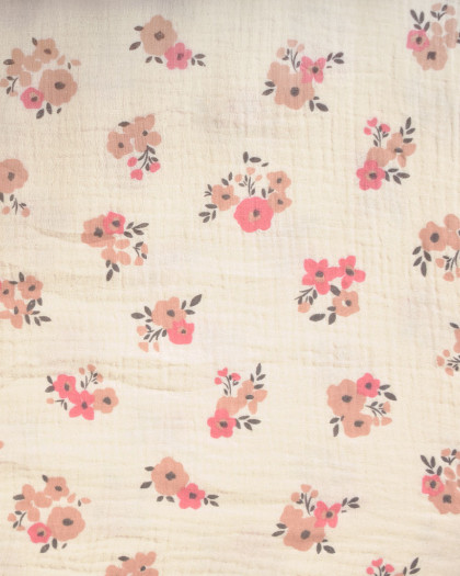Tissu Double Gaze Imprimée Bouquet - Mercerine