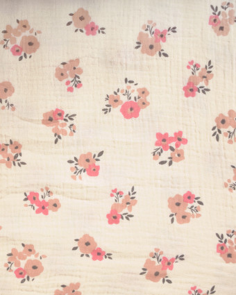 Tissu Double Gaze Imprimée Bouquet - Mercerine
