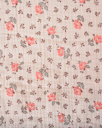Tissu Double Gaze Imprimée Pivoine - Mercerine
