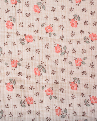 Tissu Double Gaze Imprimée Pivoine - Mercerine