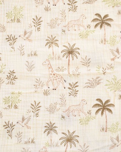 Tissu Double Gaze Imprimée Safari - Mercerine