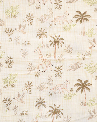 Tissu Double Gaze Imprimée Safari - Mercerine