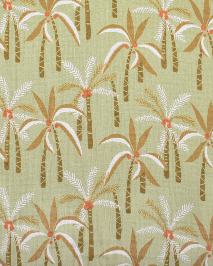 Tissu Double Gaze Imprimée Cocotier - Mercerine