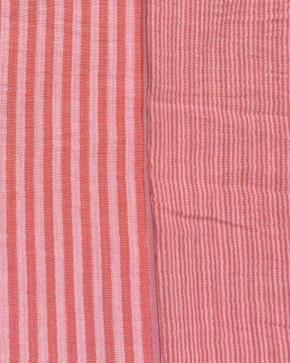 Tissu Double Gaze Rayures Rouge - Mercerine