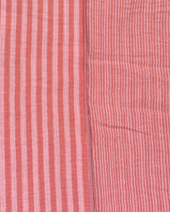 Tissu Double Gaze Rayures Rouge - Mercerine