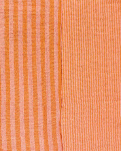 Tissu double gaze rayures pêche - Mercerine