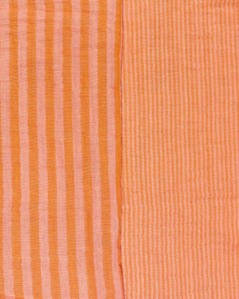 Tissu double gaze rayures pêche - Mercerine