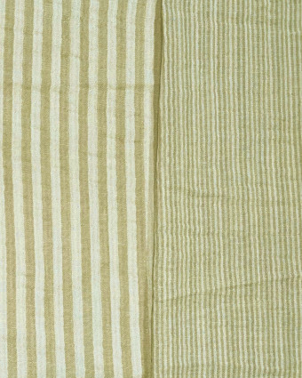 Tissu Double Gaze Rayures Vert - Mercerine