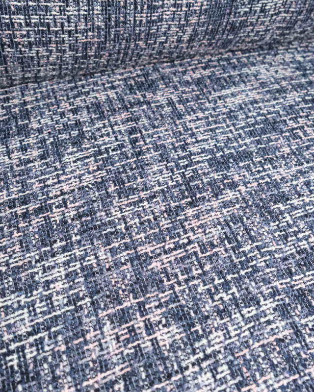 Tissu Lainage Tissé Bleu Rose