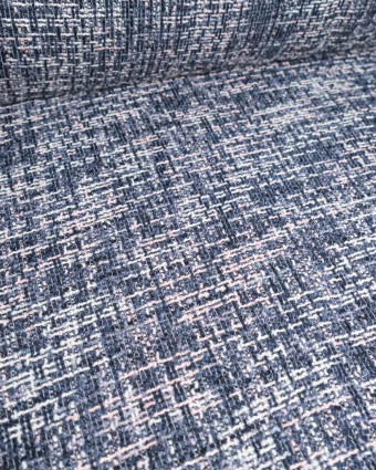 Tissu Lainage Tissé Bleu Rose