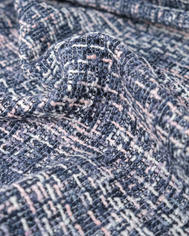 Tissu Lainage Tissé Bleu Rose