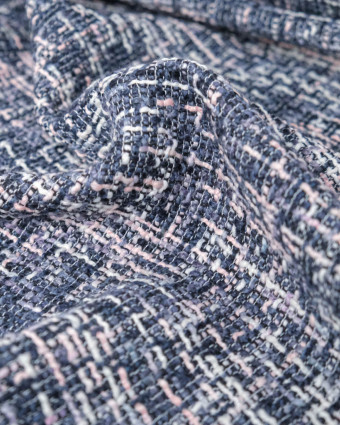 Tissu Lainage Tissé Bleu Rose