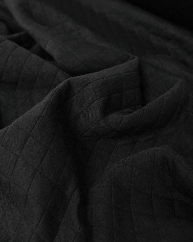 Tissu Jersey Matelassé Noir - Mercerine