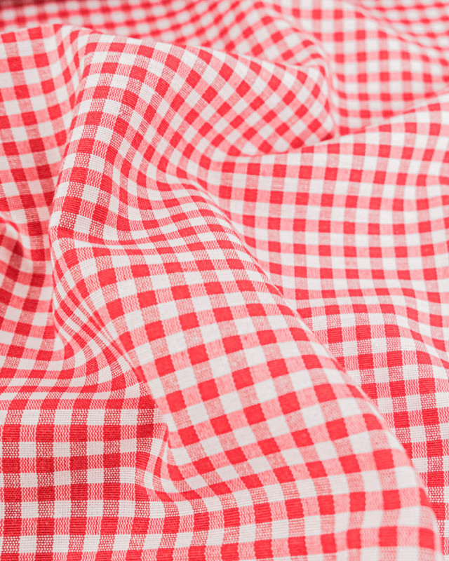 Tissu Vichy Petits Carreaux - 280cm - Rouge - Mercerine