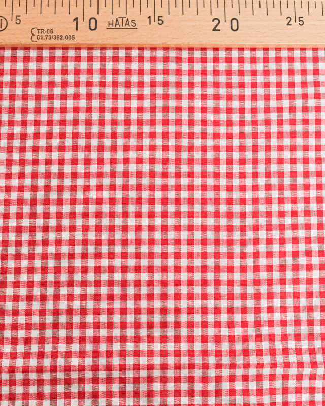 Tissu Vichy Petits Carreaux - 280cm - Rouge - Mercerine