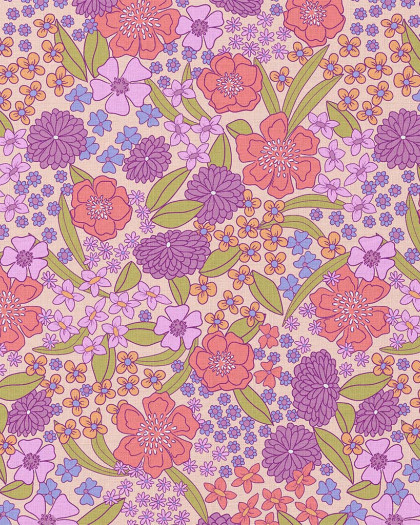 Tissu Coton Imprimé Violette - Mercerine