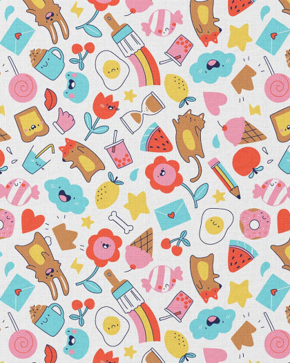 Tissu Coton Imprimé Kawai Enfant - Mercerine