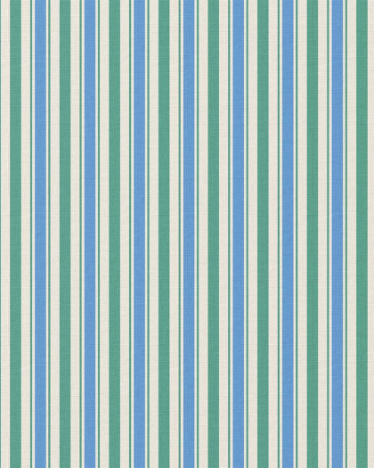 Tissu Coton Imprimé Rayures Bleu Vert - Mercerine