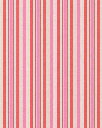 Tissu Coton Imprimé Rayures Rouge Rose - Mercerine