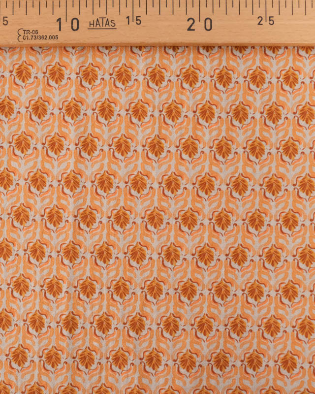 Tissu Coton Gaufré Motif Floral Indien Orange - Mercerine