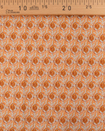 Tissu Coton Gaufré Motif Floral Indien Orange - Mercerine