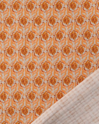 Tissu Coton Gaufré Motif Floral Indien Orange - Mercerine