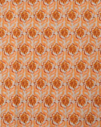 Tissu Coton Gaufré Motif Floral Indien Orange - Mercerine
