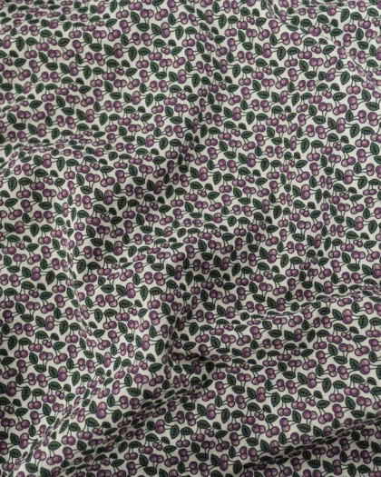 Tissu Coton Gaufré Petites Cerises Violettes - Mercerine