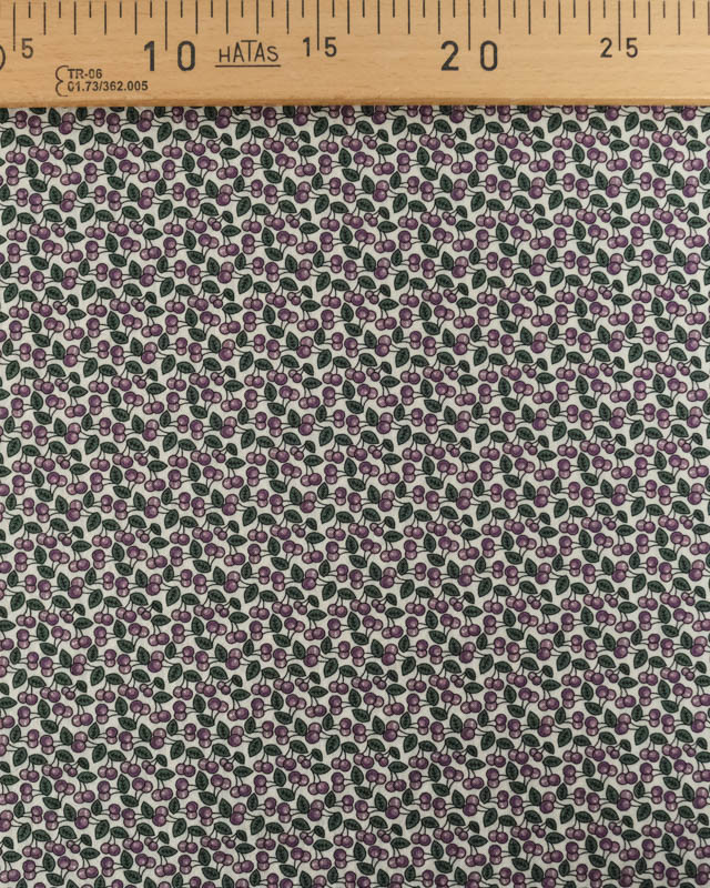 Tissu Coton Gaufré Petites Cerises Violettes - Mercerine