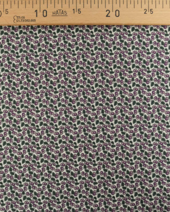 Tissu Coton Gaufré Petites Cerises Violettes - Mercerine