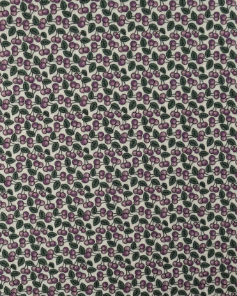 Tissu Coton Gaufré Petites Cerises Violettes - Mercerine