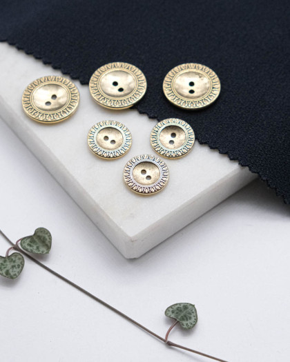 Bouton Métal Doré Couronne à Motif