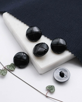 Bouton à pied imitation cuir tressé noir - Mercerine